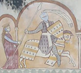 The Viscount of Carcassone as depicted on a modern mural in Carcassonne